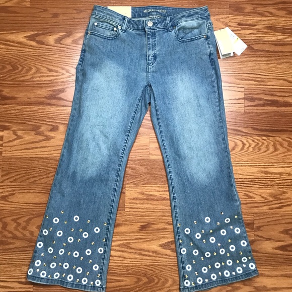 🌸Sale🌸 Michael Kors Jeans Embl Izzy Cropped Flare Slim Women's JS99CPL6TW - Picture 2 of 8